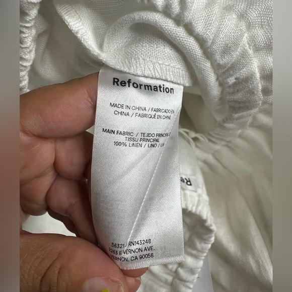 Reformation Remi Cropped Linen Pant White - Picture 10 of 11